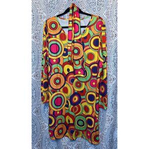 Hippie Costume Dress Size 3X Colorful Circle Pattern Long Sleeve with accessorie